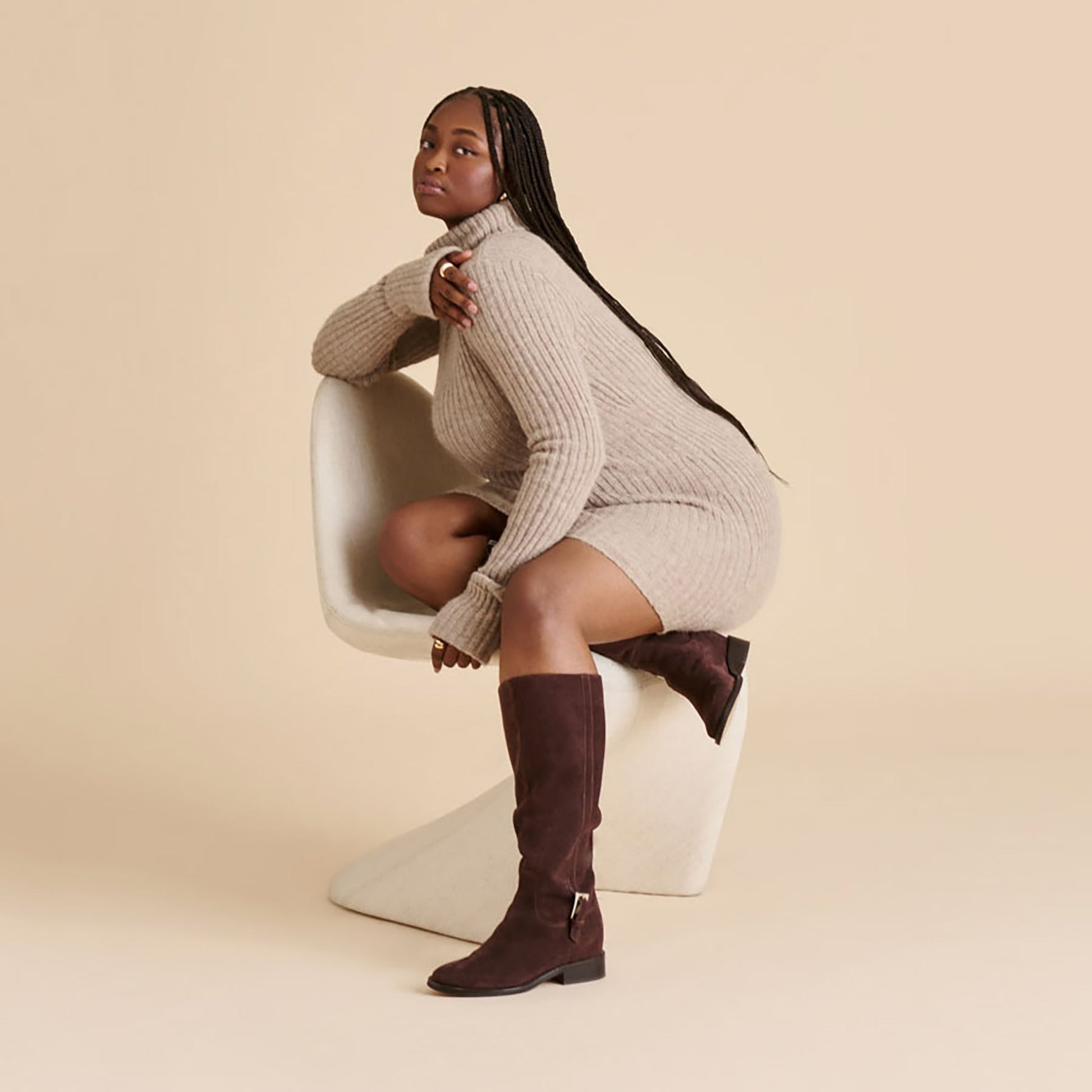 Kilian H2O Waterproof Mahogany Suede Wide Calf Boots - Dolce Vita