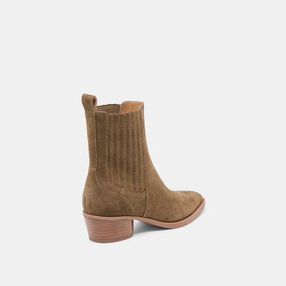 Faint H2O Waterproof Olive Suede Booties - Dolce Vita
