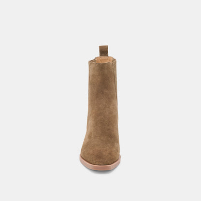 Faint H2O Waterproof Olive Suede Booties - Dolce Vita