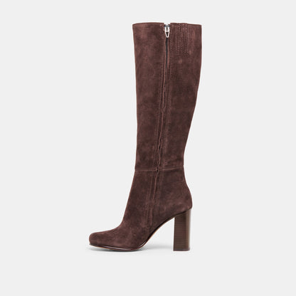 Hudsin Wide Calf Mahogany Suede Boots - Dolce Vita