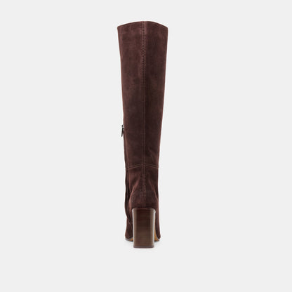 Hudsin Wide Calf Mahogany Suede Boots - Dolce Vita