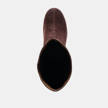 Hudsin Wide Calf Mahogany Suede Boots - Dolce Vita