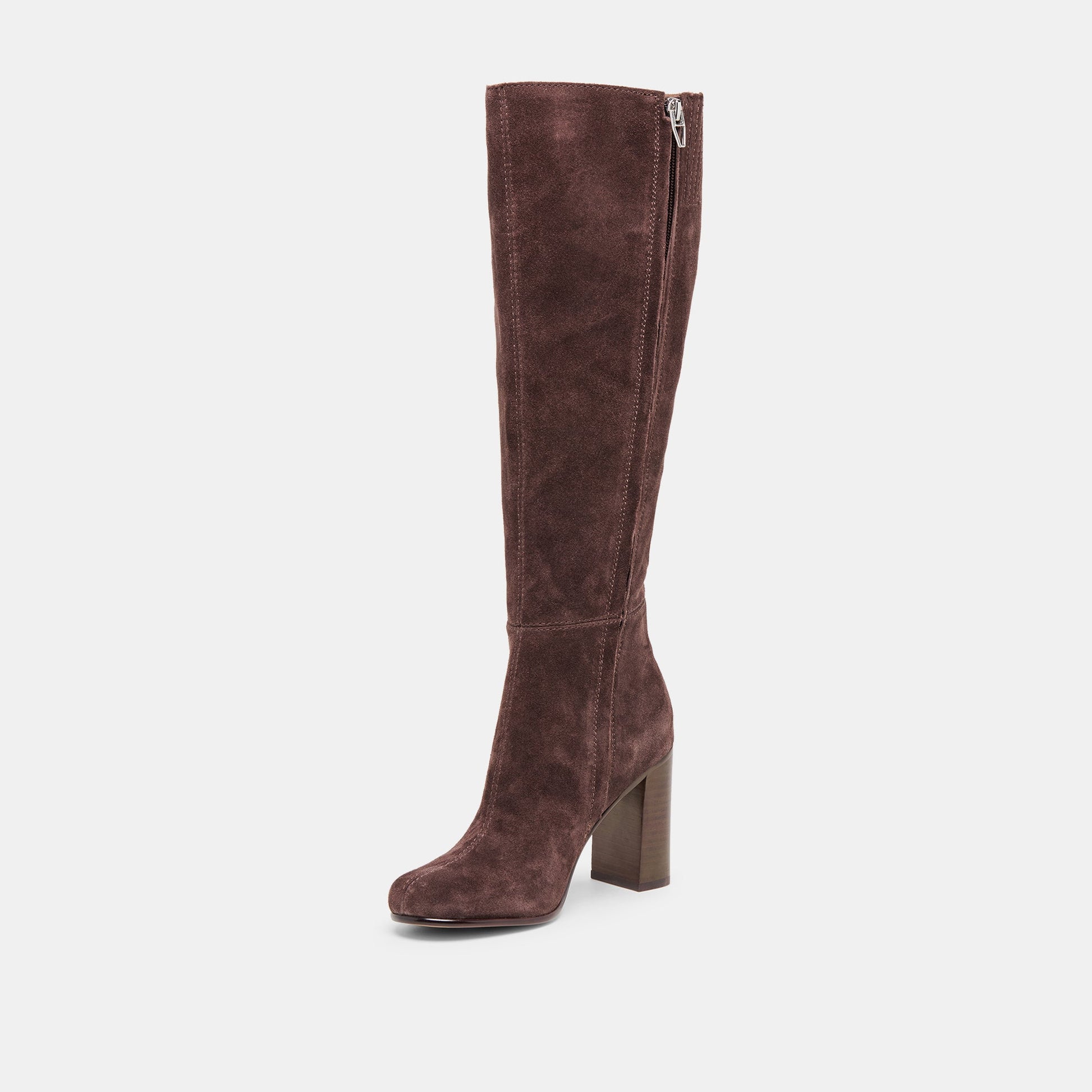 Hudsin Wide Calf Mahogany Suede Boots - Dolce Vita