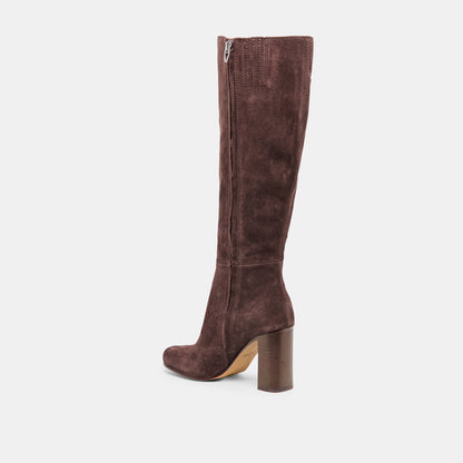 Hudsin Wide Calf Mahogany Suede Boots - Dolce Vita
