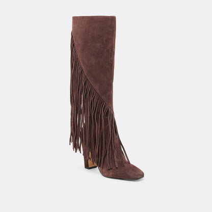 Giano Mahogany Suede Boots - Dolce Vita