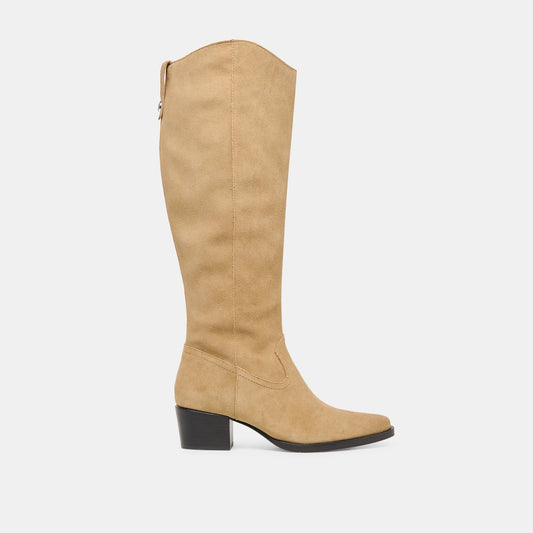 Virona H2O Waterproof Dk Taupe Suede Wide Calf Boots - Dolce Vita