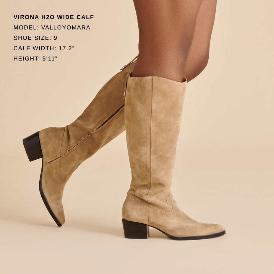 Virona H2O Waterproof Dk Taupe Suede Wide Calf Boots - Dolce Vita