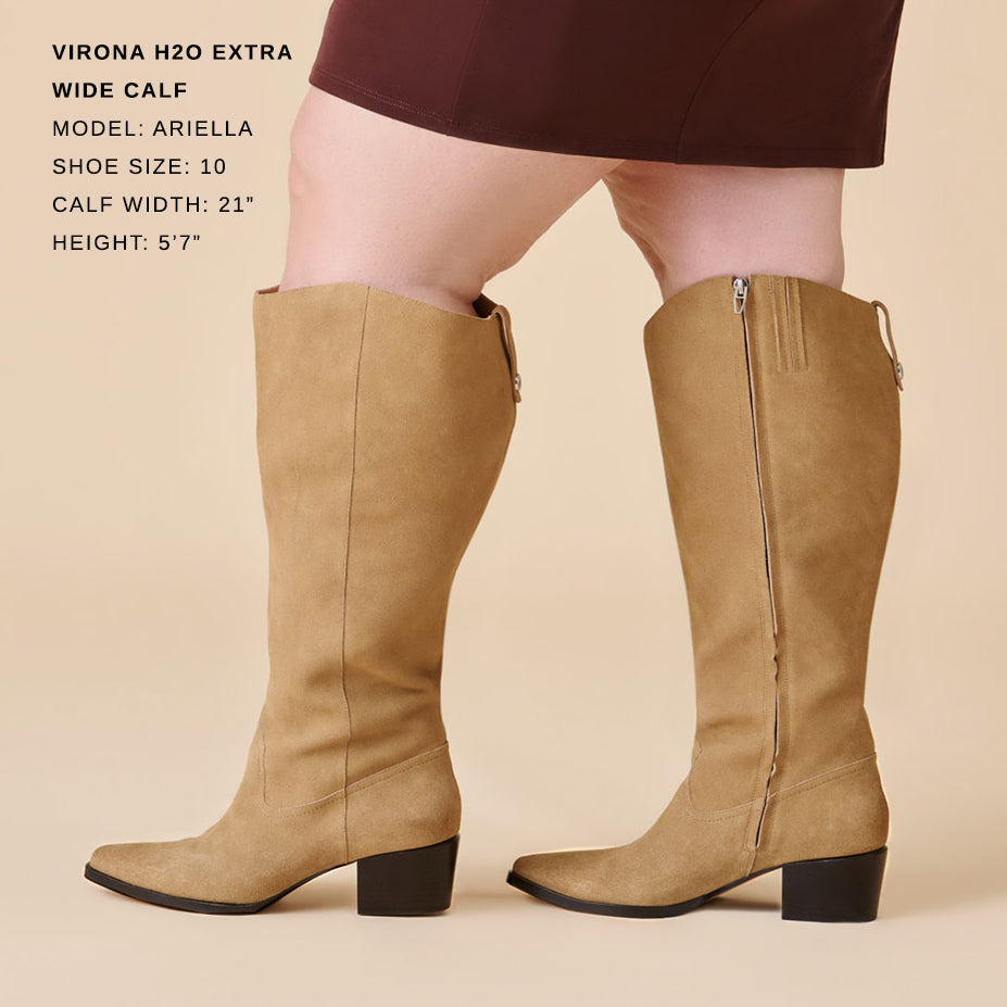 Virona H2O Waterproof Dk Taupe Suede Extra Wide Calf Boots - Dolce Vita