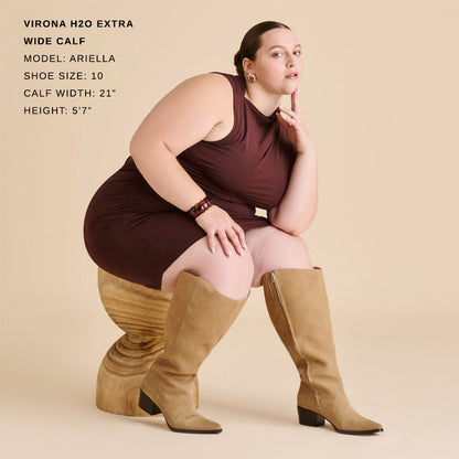 Virona H2O Waterproof Dk Taupe Suede Extra Wide Calf Boots - Dolce Vita