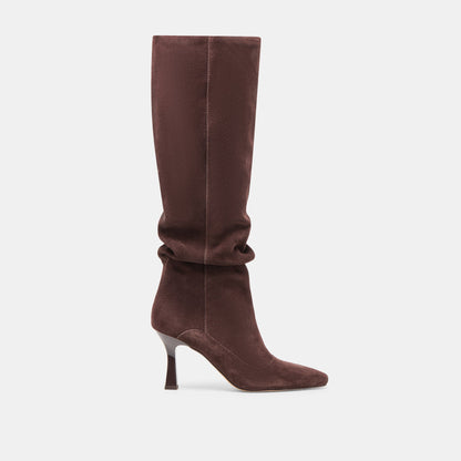 Lousa Mahogany Suede Wide Calf Boots - Dolce Vita