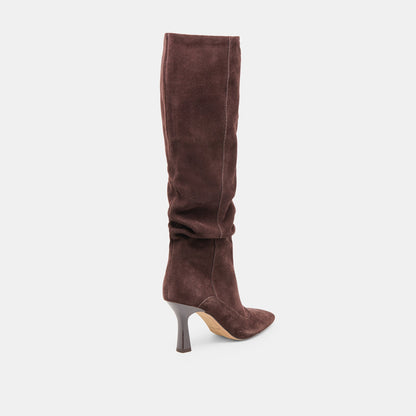 Lousa Mahogany Suede Wide Calf Boots - Dolce Vita