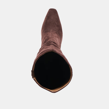 Lousa Mahogany Suede Wide Calf Boots - Dolce Vita