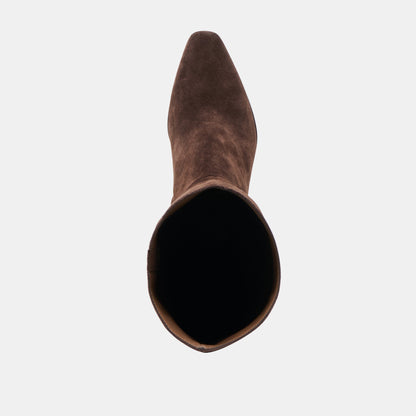 Emmi Dk Brown Suede Wide Calf Boots - Dolce Vita