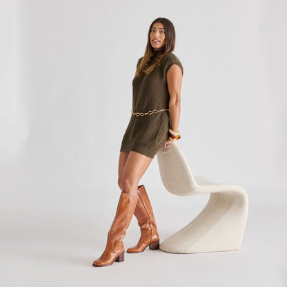 Lucyle Tan Leather Boots - Dolce Vita