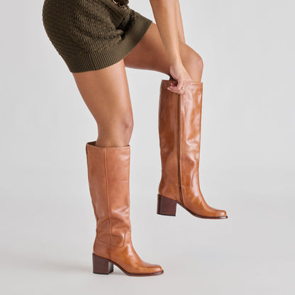 Lucyle Tan Leather Boots - Dolce Vita