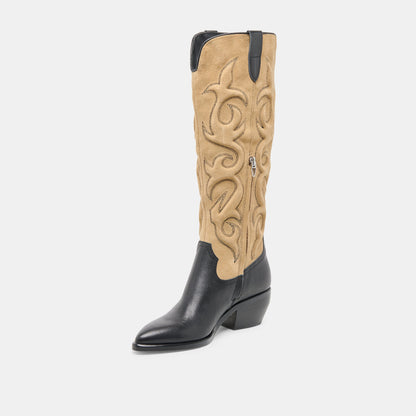 Mirla Black Multi Leather Boots - Dolce Vita