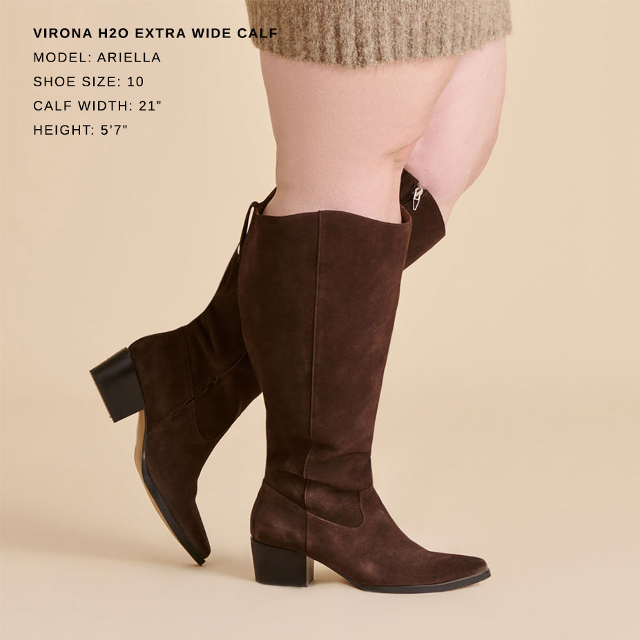 Virona H2O Waterproof Dk Brown Suede Extra Wide Calf Boots - Dolce Vita