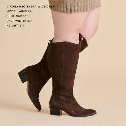 Virona H2O Waterproof Dk Brown Suede Extra Wide Calf Boots - Dolce Vita