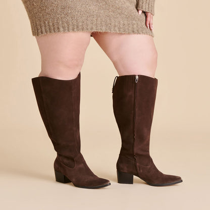 Virona H2O Waterproof Dk Brown Suede Extra Wide Calf Boots - Dolce Vita