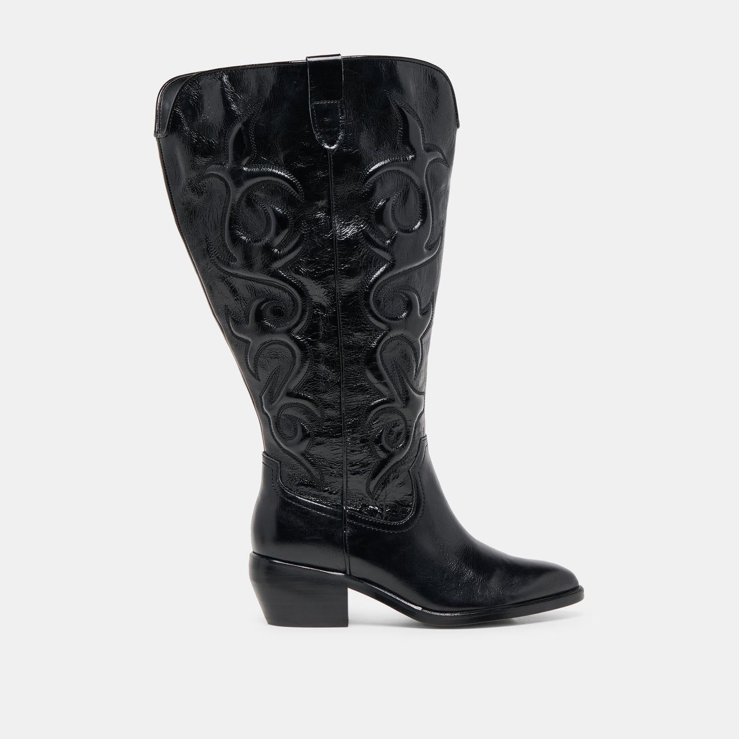 Mirla Black Leather Extra Wide Calf Boots - Dolce Vita