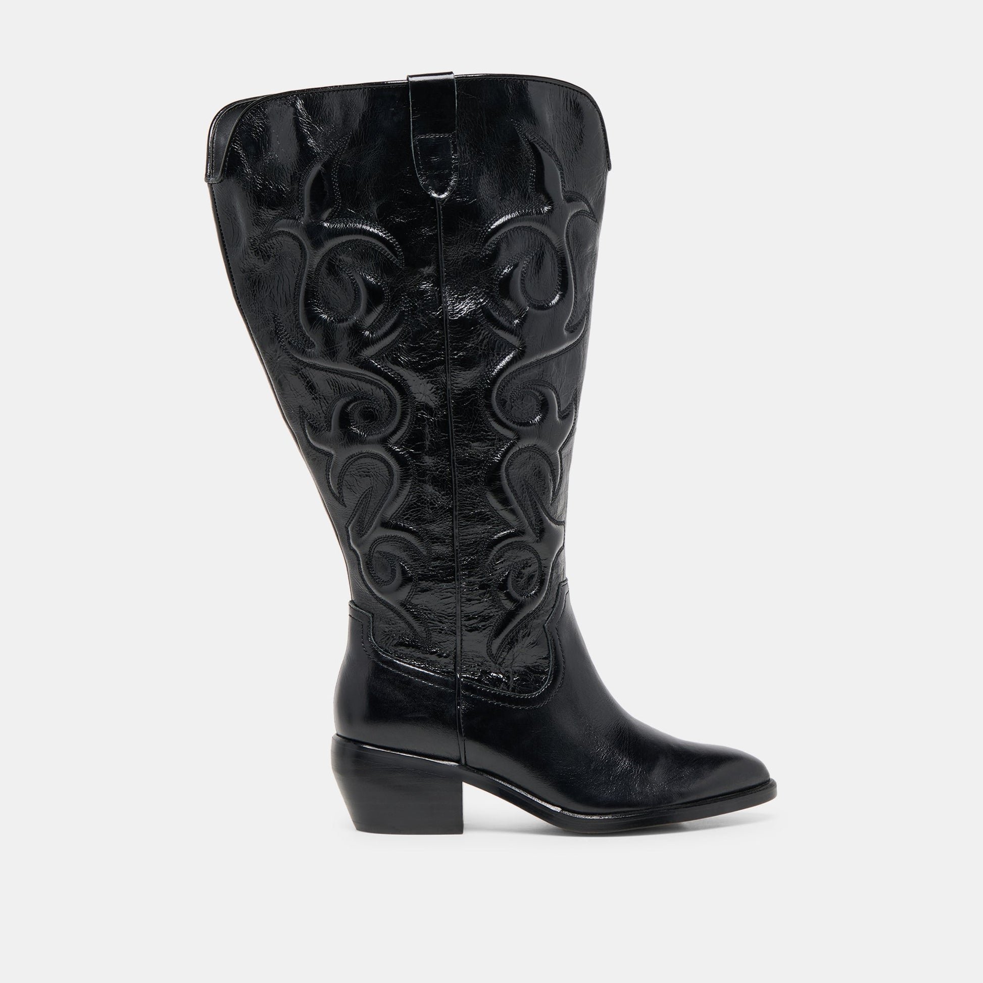 Mirla Black Leather Extra Wide Calf Boots - Dolce Vita