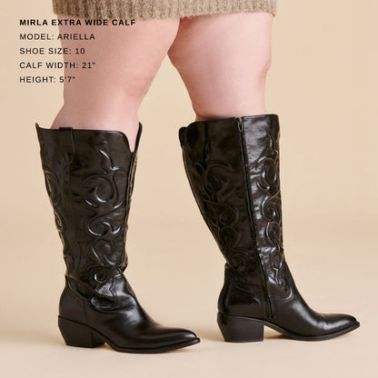 Mirla Black Leather Extra Wide Calf Boots - Dolce Vita