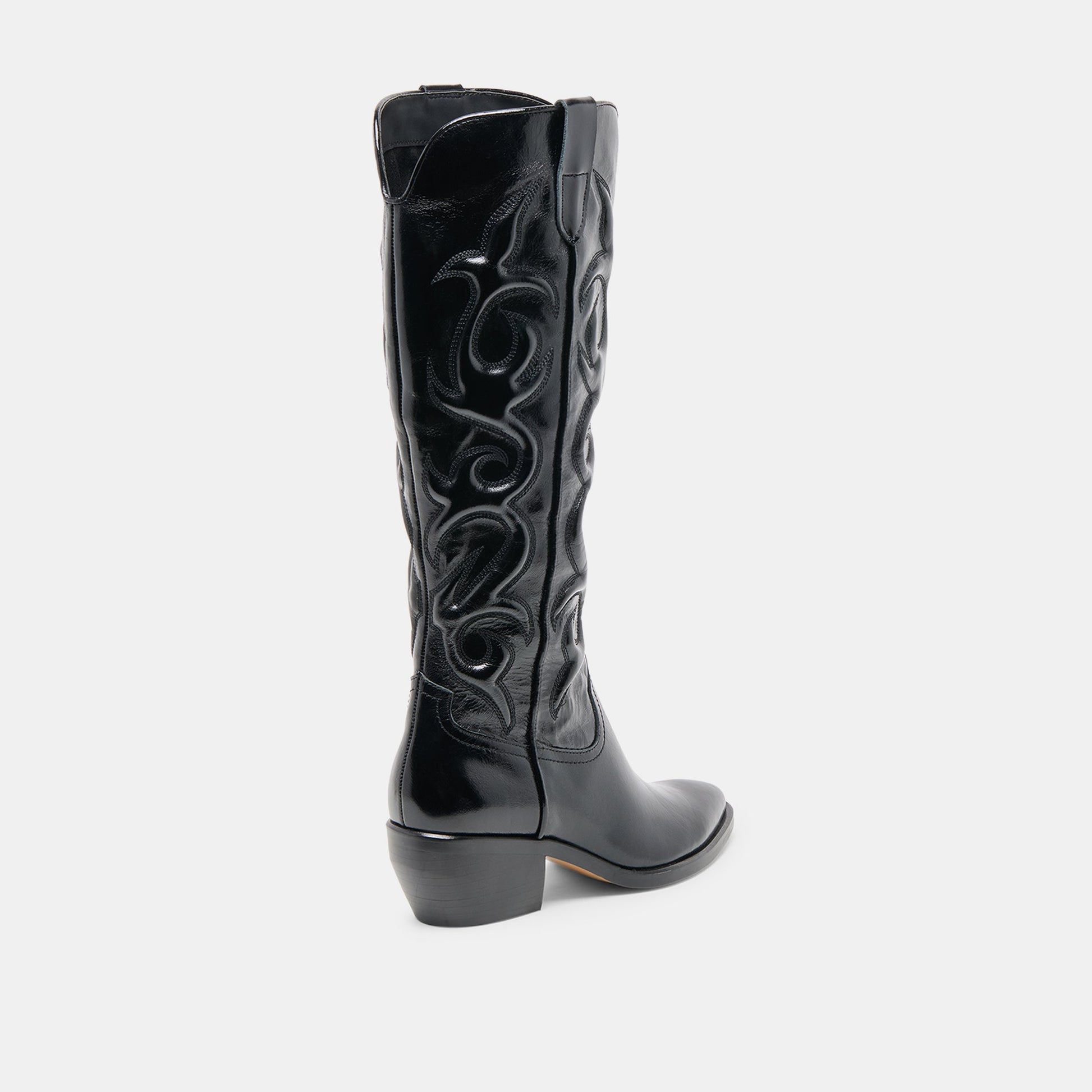Mirla Black Leather Extra Wide Calf Boots - Dolce Vita
