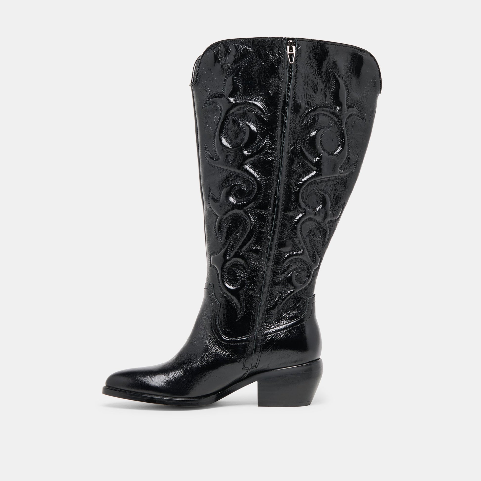 Mirla Black Leather Extra Wide Calf Boots - Dolce Vita