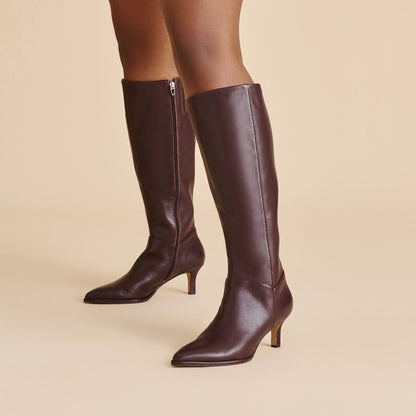 Aldy Mulberry Leather Wide Calf Boots - Dolce Vita