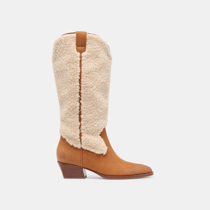 Mykel Plush Caramel Nubuck Boots - Dolce Vita