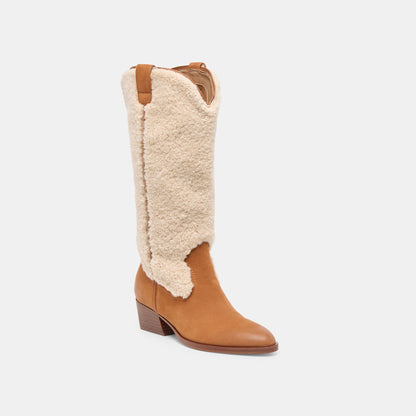 Mykel Plush Caramel Nubuck Boots - Dolce Vita