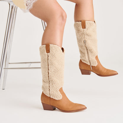 Mykel Plush Caramel Nubuck Boots - Dolce Vita