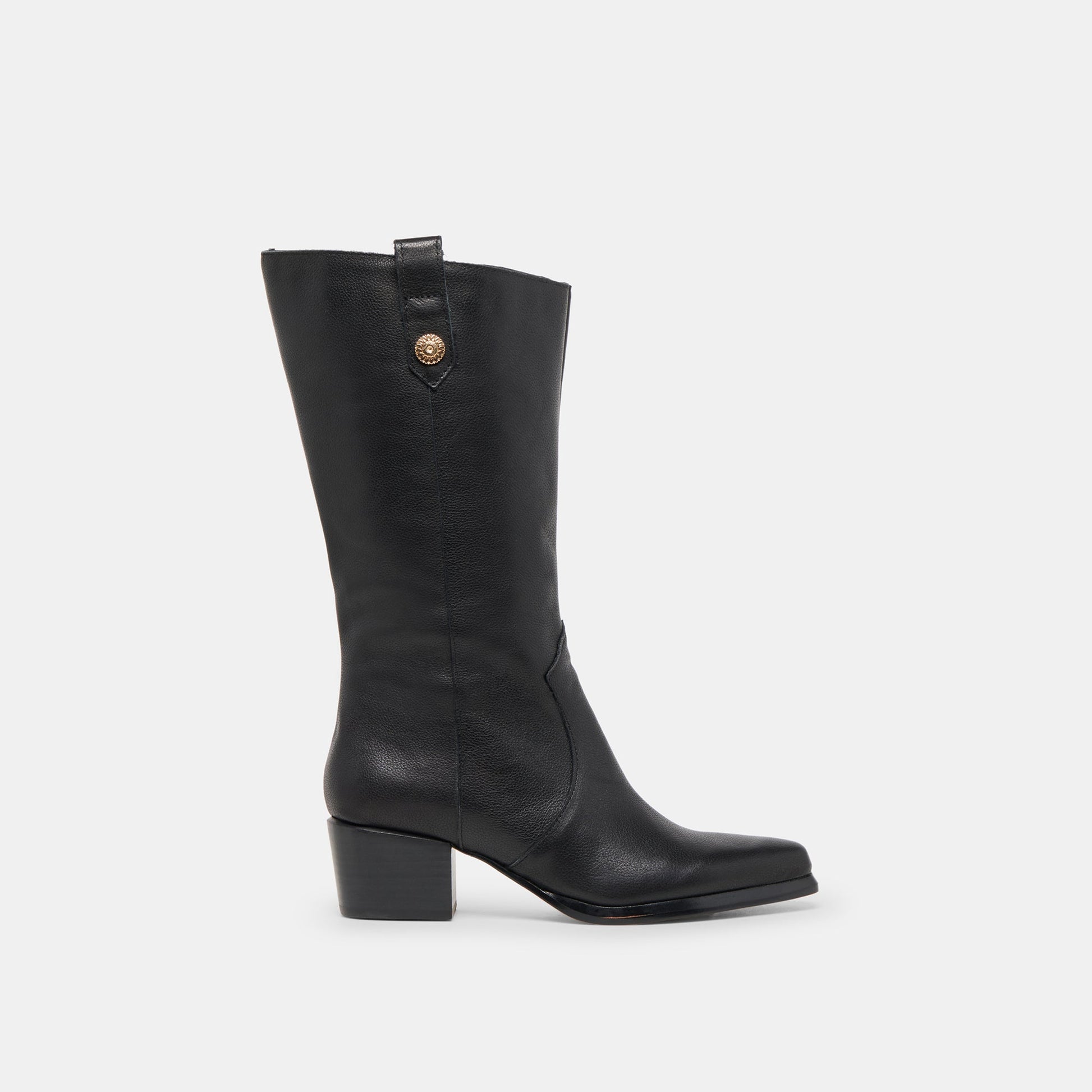 Vern Black Leather Wide Calf Boots - Dolce Vita