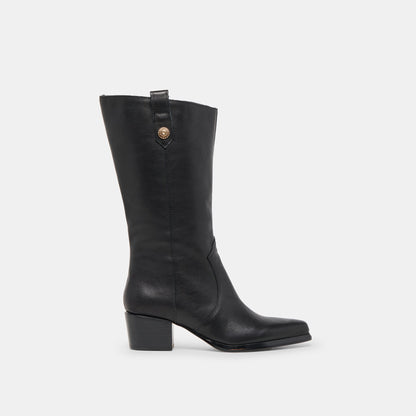 Vern Black Leather Wide Calf Boots - Dolce Vita