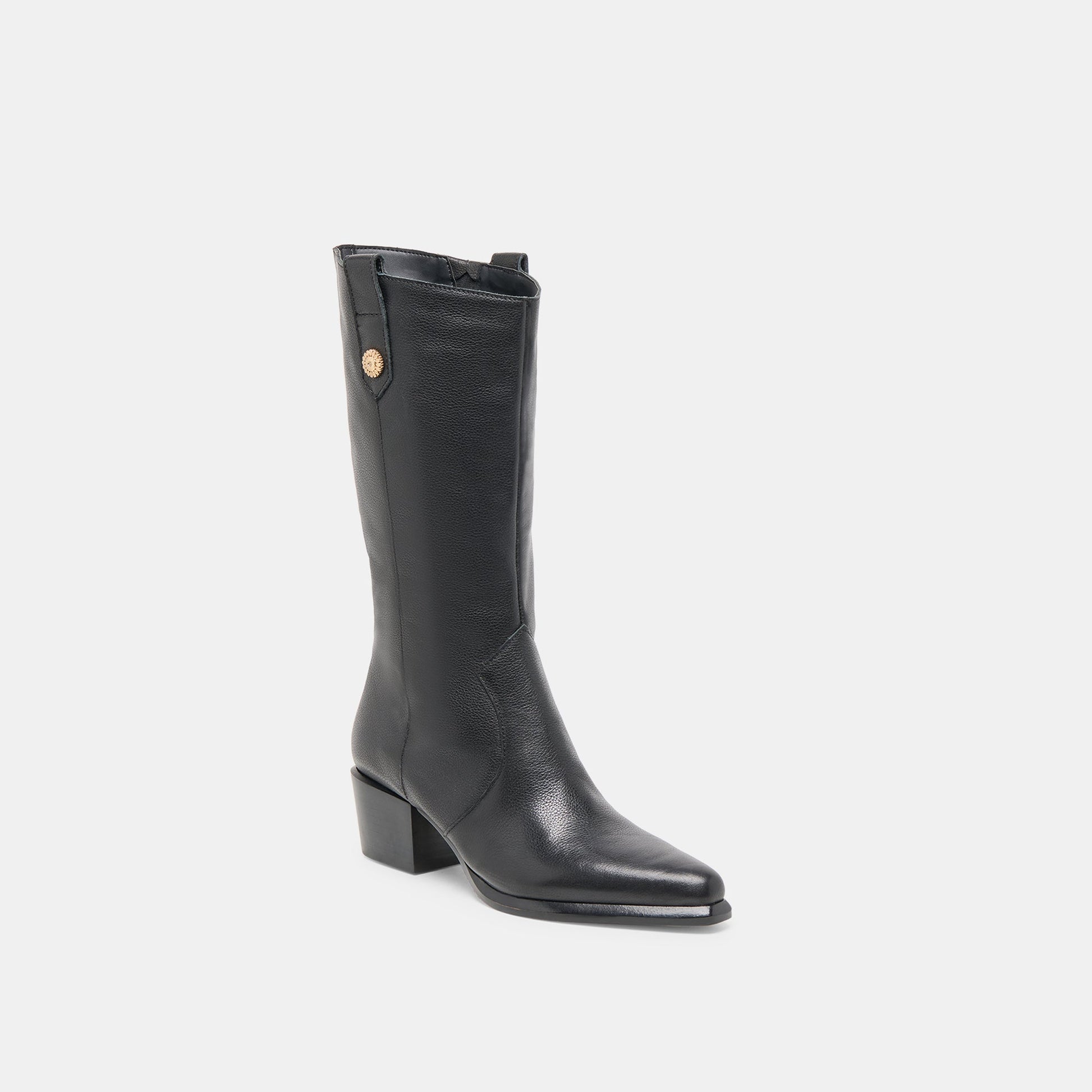 Vern Black Leather Wide Calf Boots - Dolce Vita
