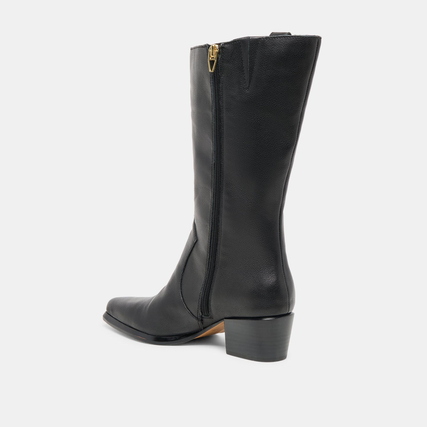 Vern Black Leather Wide Calf Boots - Dolce Vita