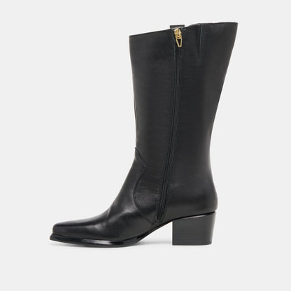 Vern Black Leather Wide Calf Boots - Dolce Vita