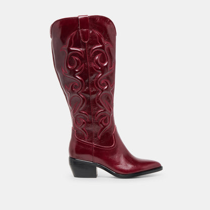 Mirla Oxblood Leather Wide Calf Boots - Dolce Vita