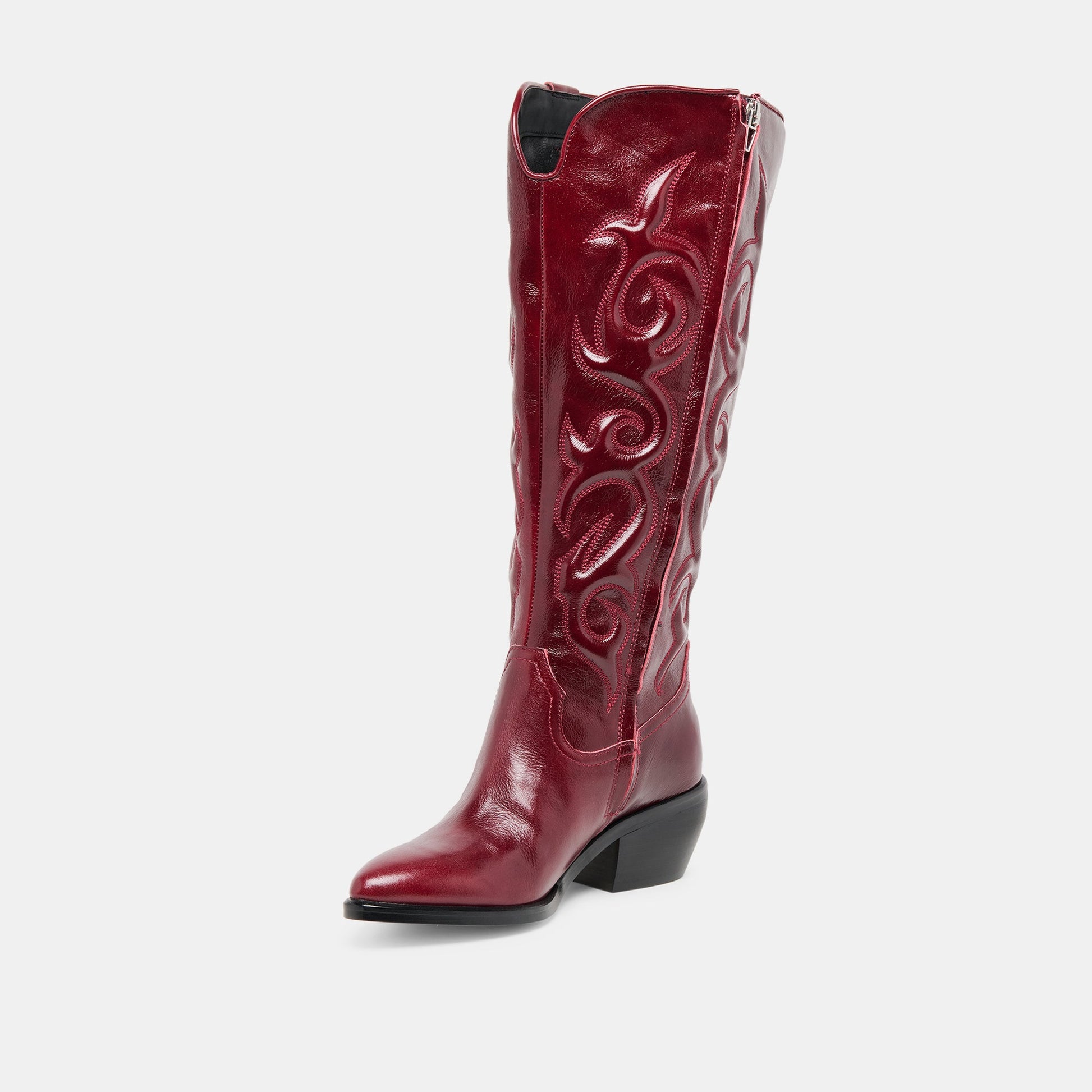 Mirla Oxblood Leather Wide Calf Boots - Dolce Vita