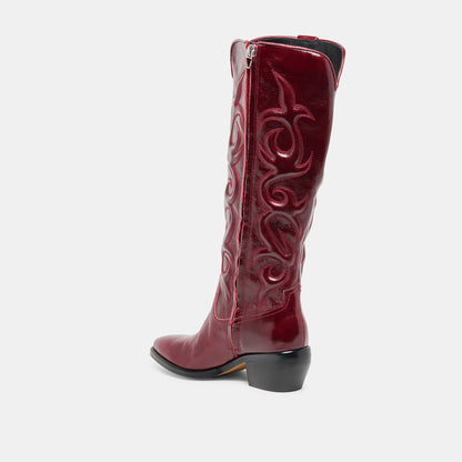 Mirla Oxblood Leather Wide Calf Boots - Dolce Vita