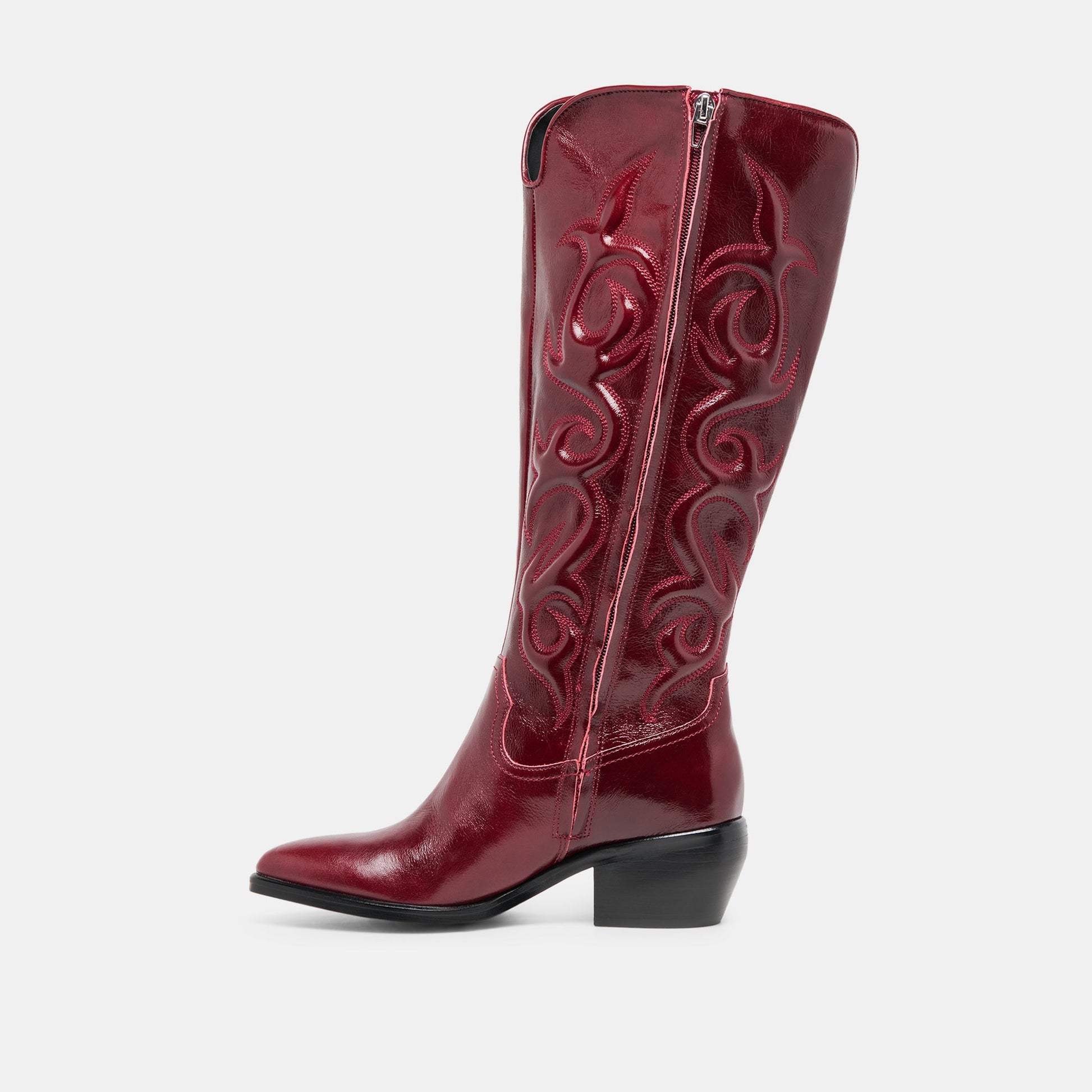 Mirla Oxblood Leather Wide Calf Boots - Dolce Vita