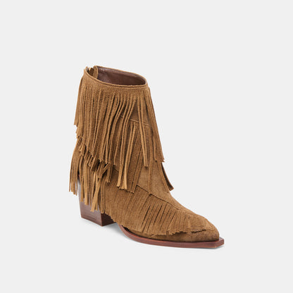 Torey Chestnut Suede Booties - Dolce Vita