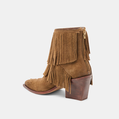 Torey Chestnut Suede Booties - Dolce Vita