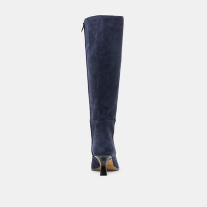 Auggie Navy Suede Wide Calf Boots - Dolce Vita