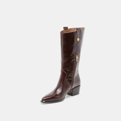 Vern Chocolate Leather Boots - Dolce Vita