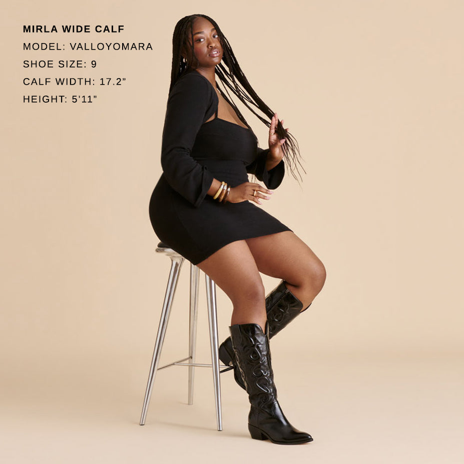 Mirla Black Leather Wide Calf Boots - Dolce Vita