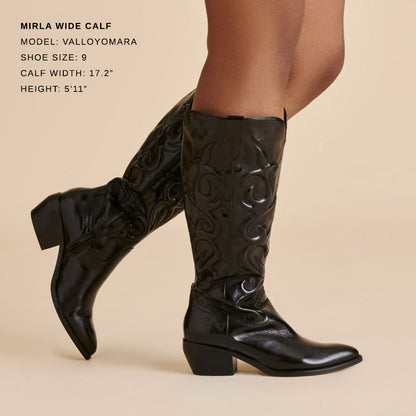 Mirla Black Leather Wide Calf Boots - Dolce Vita