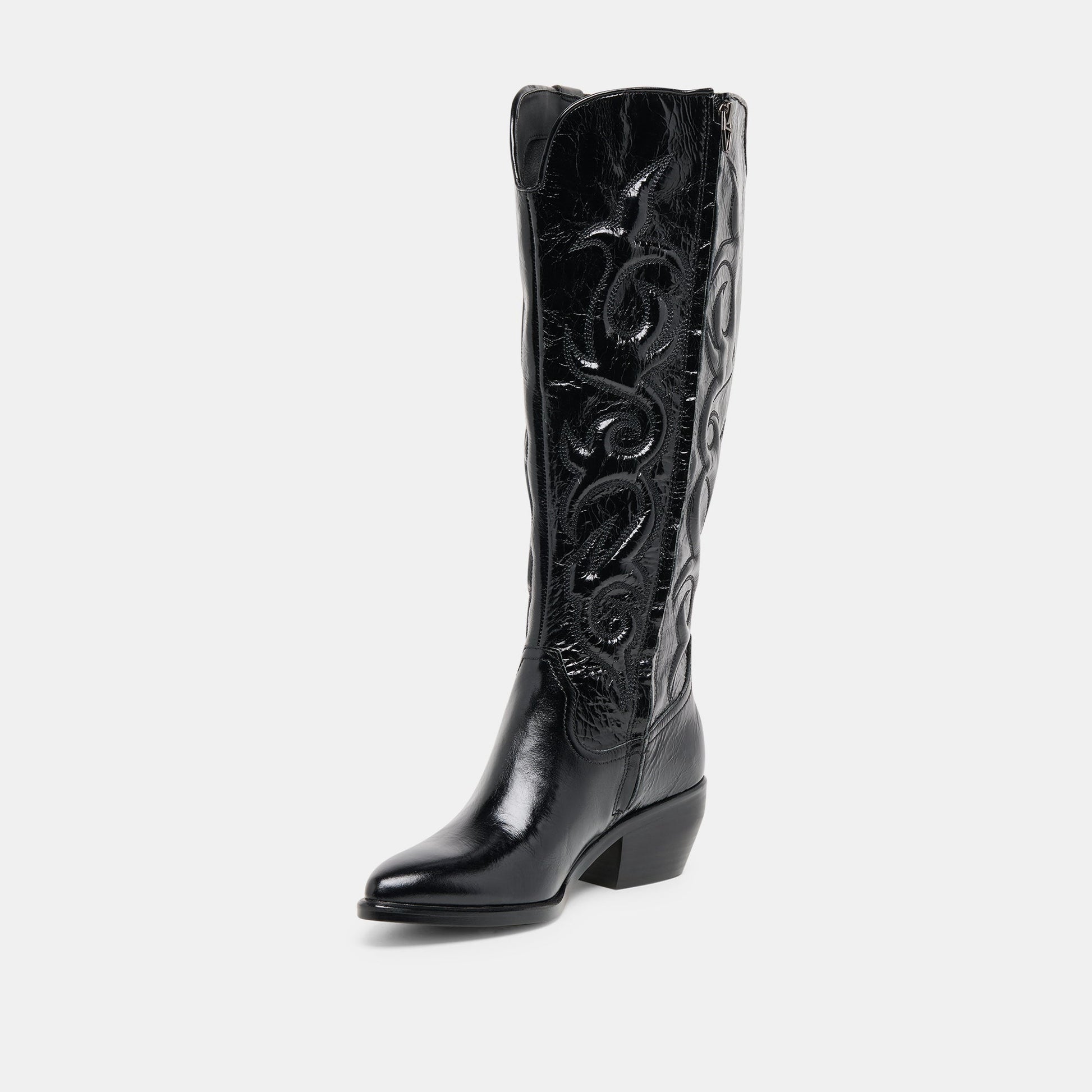 Mirla Black Leather Wide Calf Boots - Dolce Vita