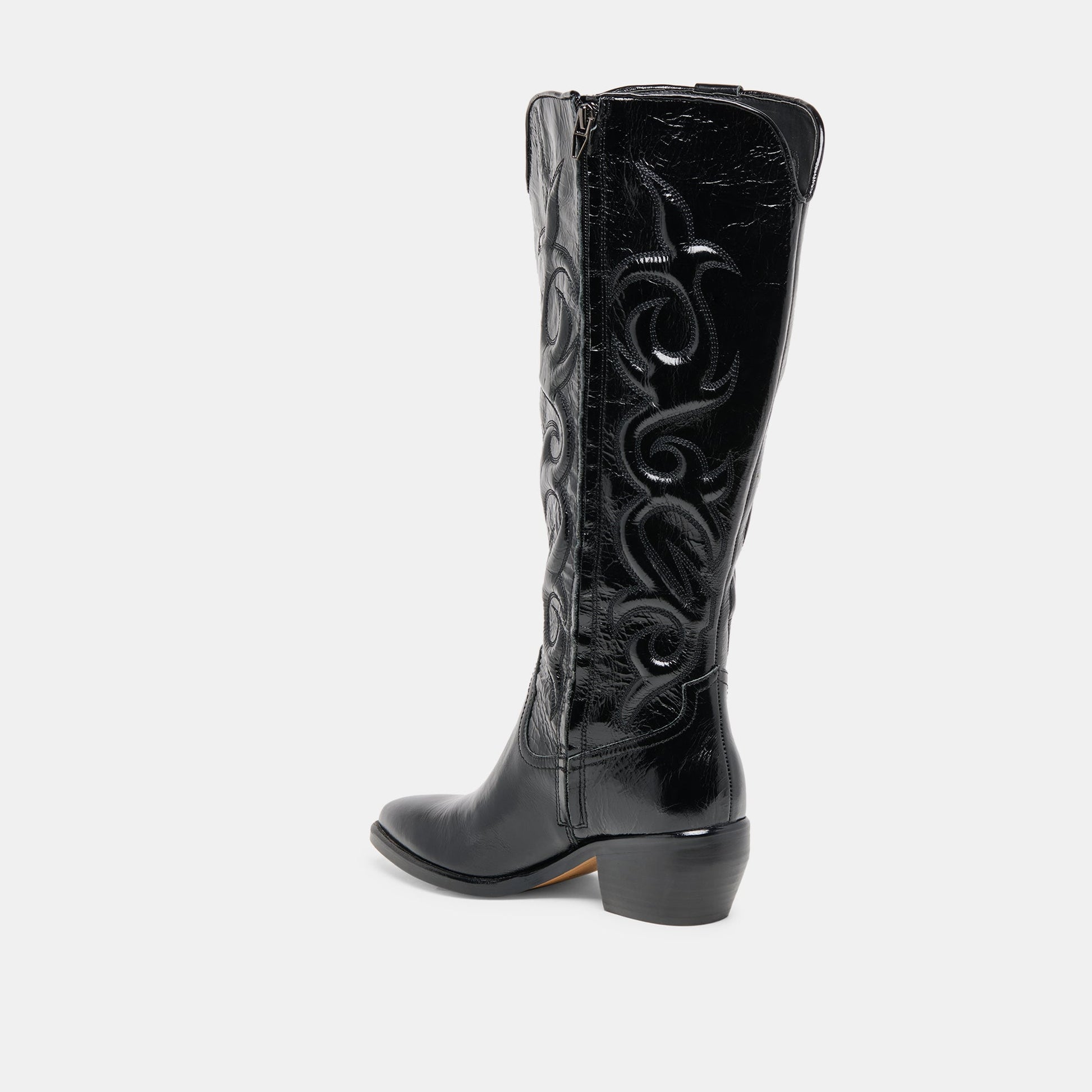 Mirla Black Leather Wide Calf Boots - Dolce Vita