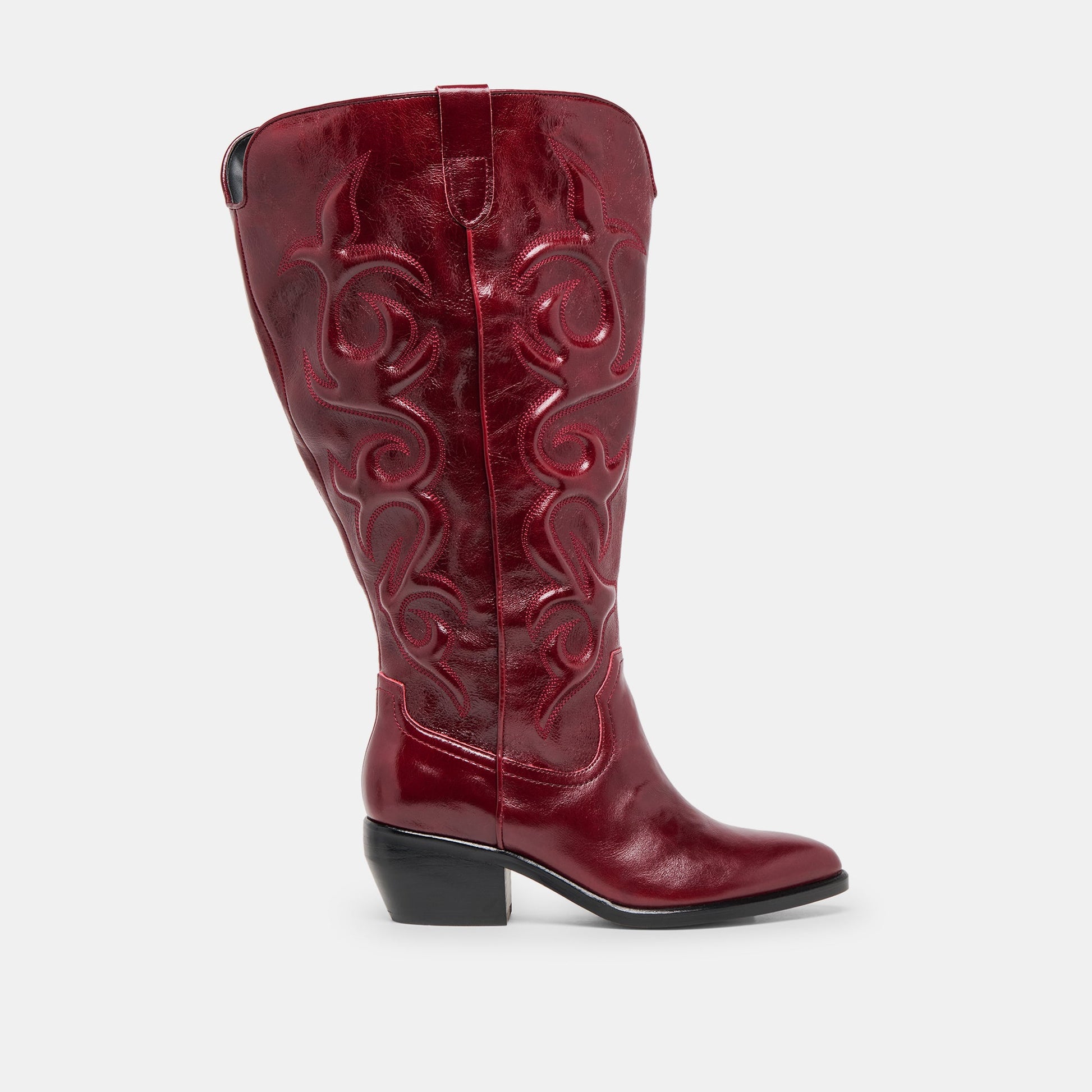 Mirla Oxblood Leather Extra Wide Calf Boots - Dolce Vita